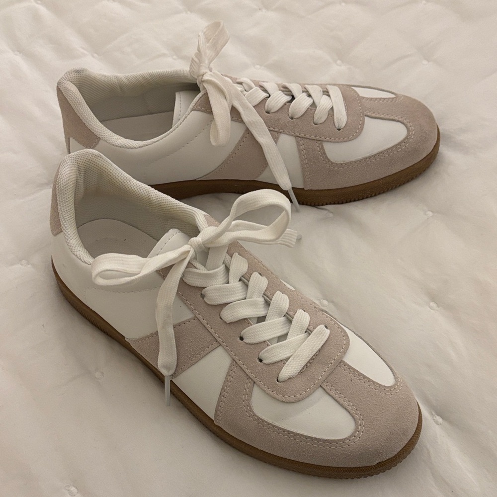 Madden Girl White and Tan Sneakers